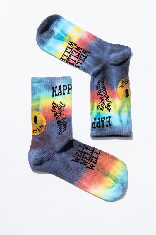 Smile-Dye Unisex Batik Desenli Dikişsiz Tenis Çorap - Happiness
