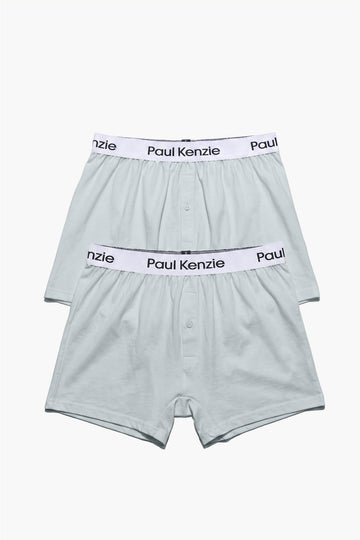 2'li Erkek Boxer Şort - Button Fly Gray