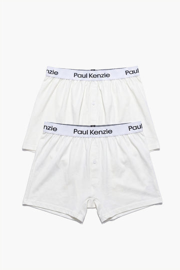 2'li Erkek Boxer Şort - Button Fly Whitey