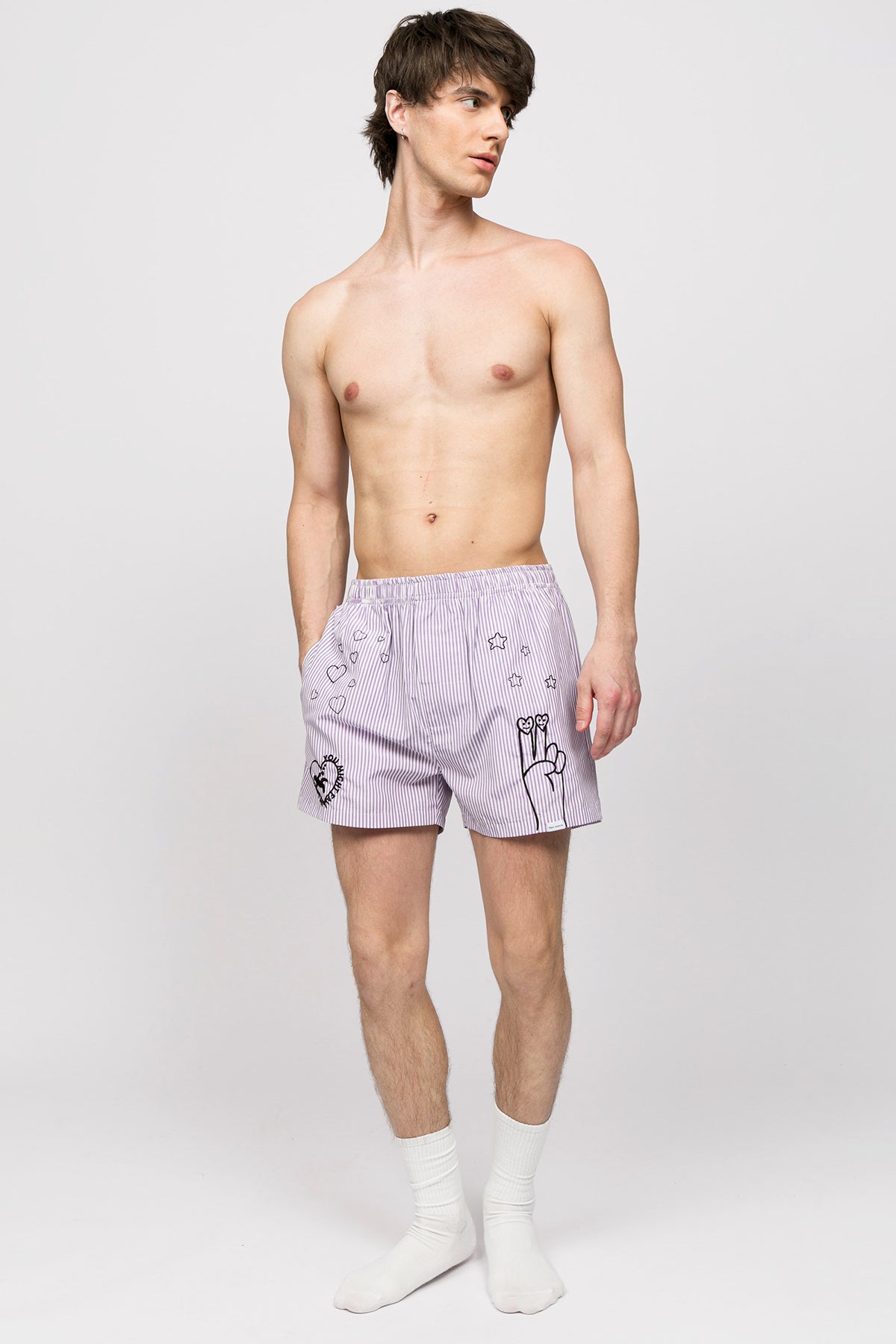 Chill Space Collection - Nakışlı Erkek Ev Şort - Lilac – Paul Kenzie