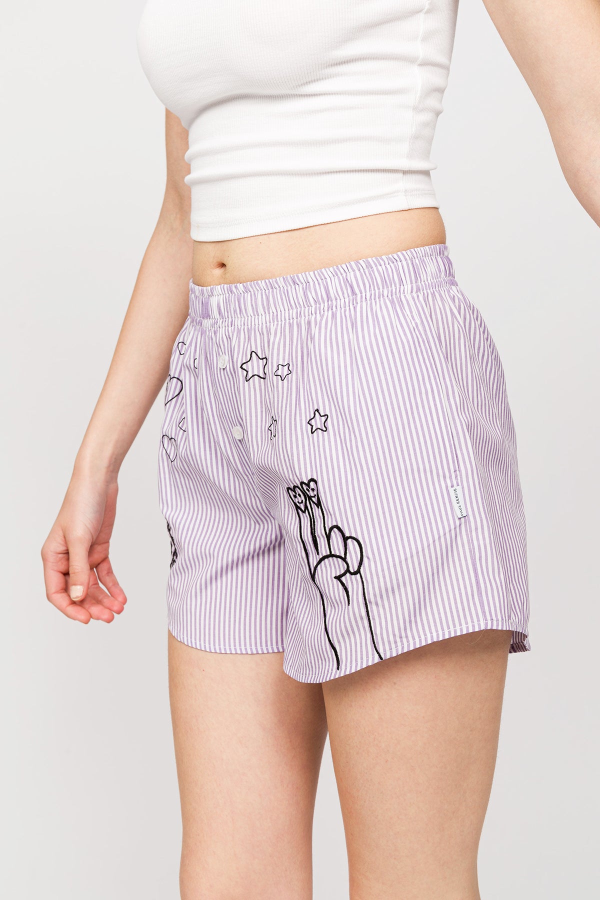 Chill Space Collection - Nakışlı Kadın Ev Şort - Lilac