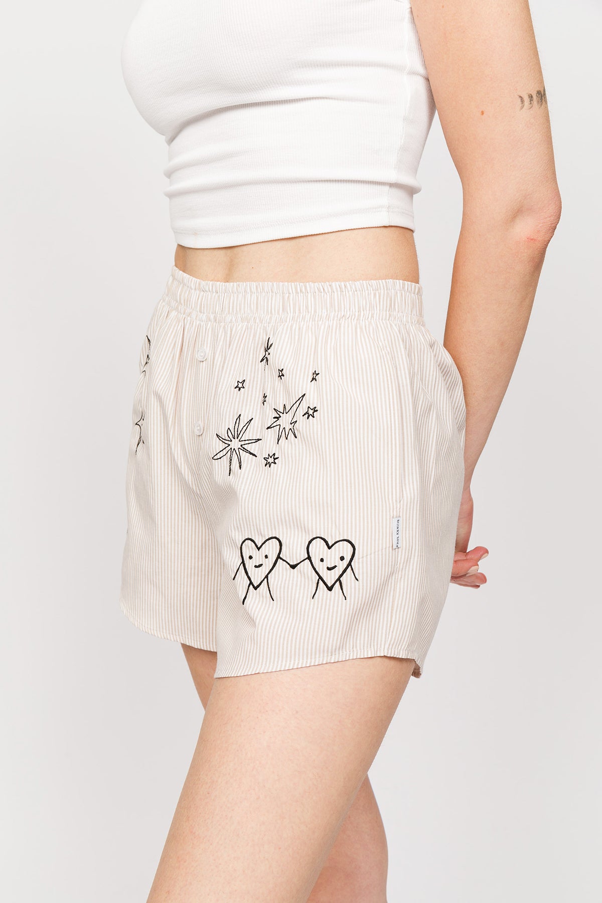 Chill Space Collection - Nakışlı Kadın Ev Şort - Sandy