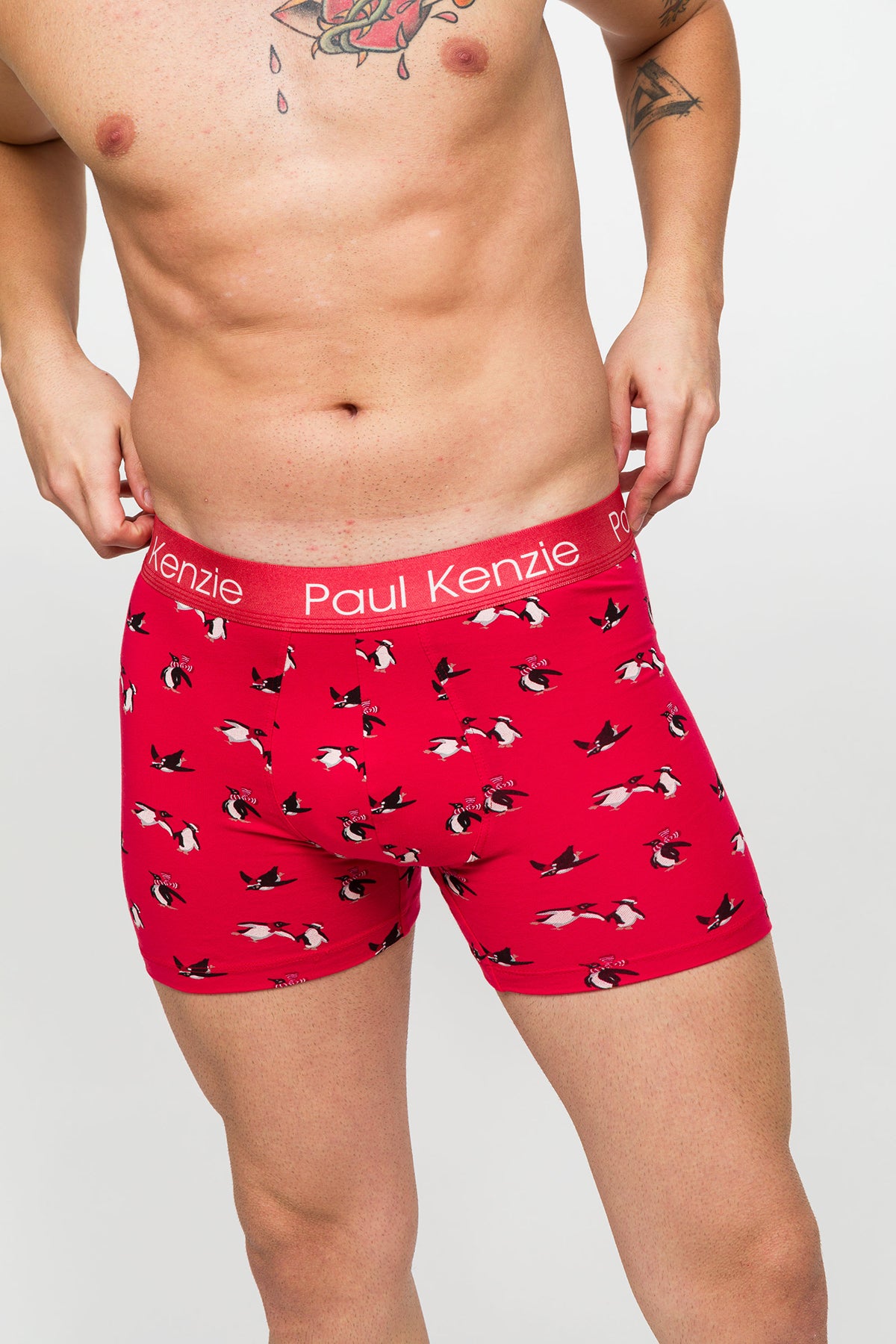 Desenli Erkek Boxer - Christmas Collection - Penguin Bells