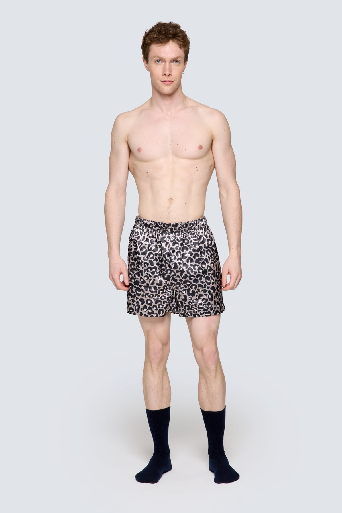 Erkek Saten Şort - Silky Leopard
