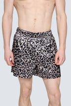Erkek Saten Şort - Silky Leopard