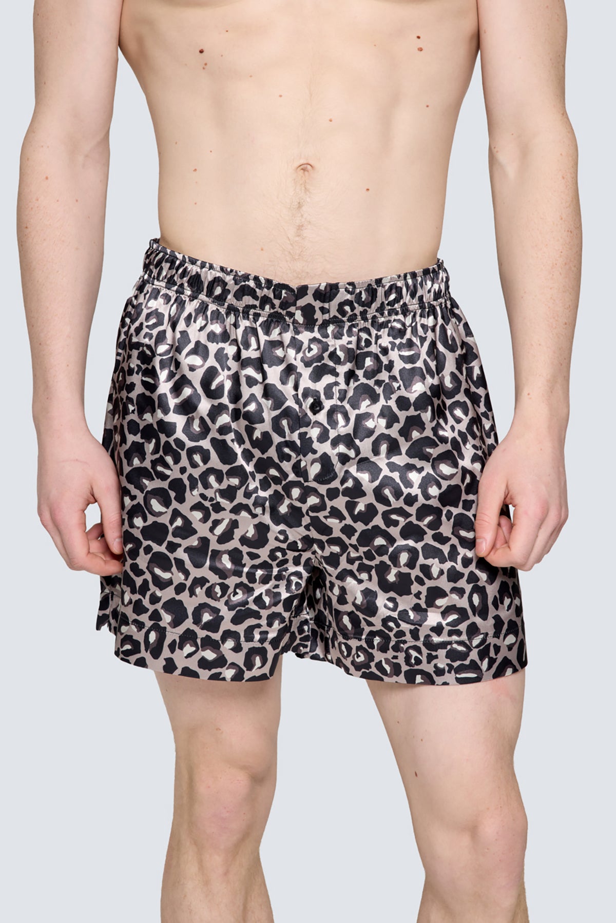 Erkek Saten Şort - Silky Leopard