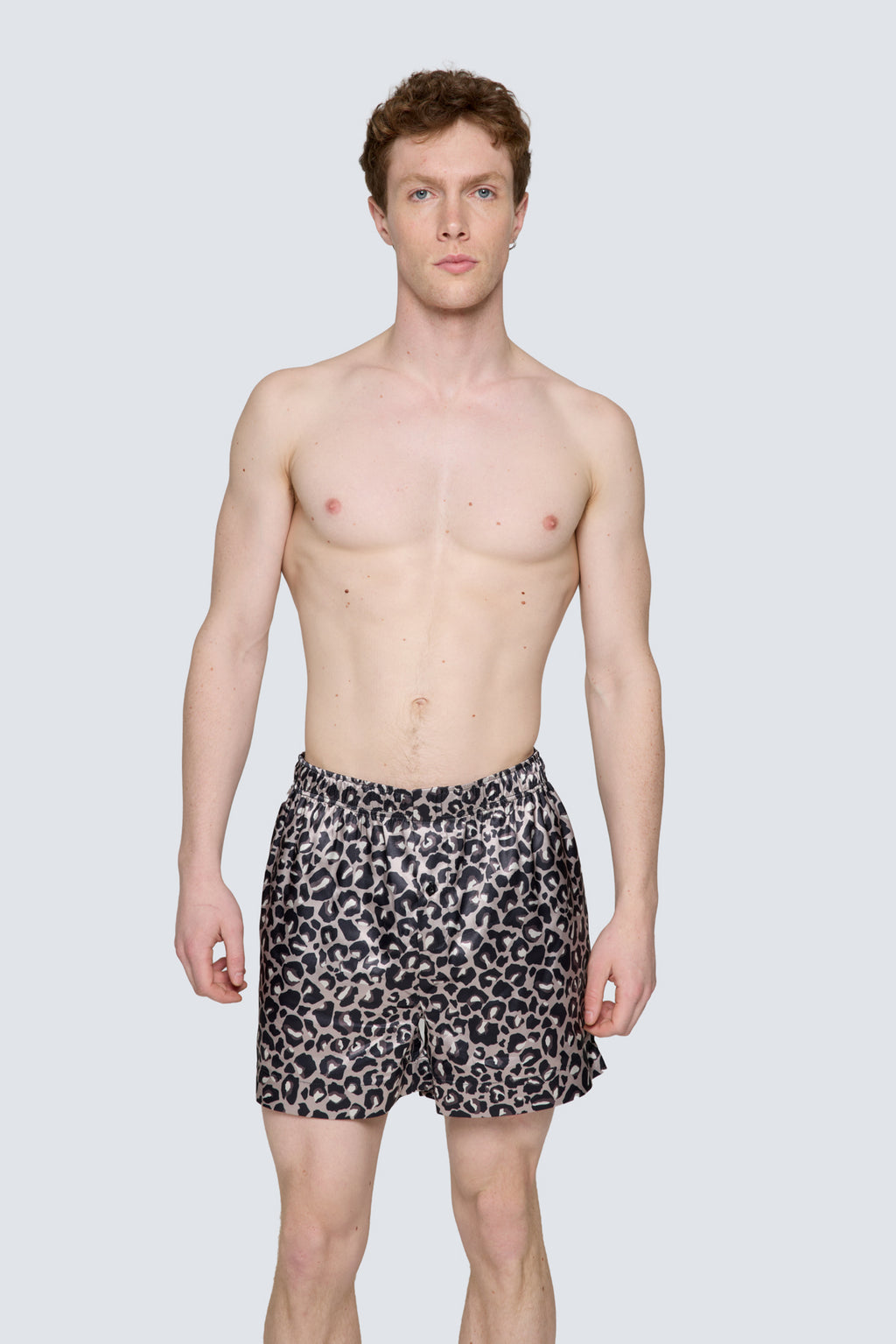 Erkek Saten Şort - Silky Leopard