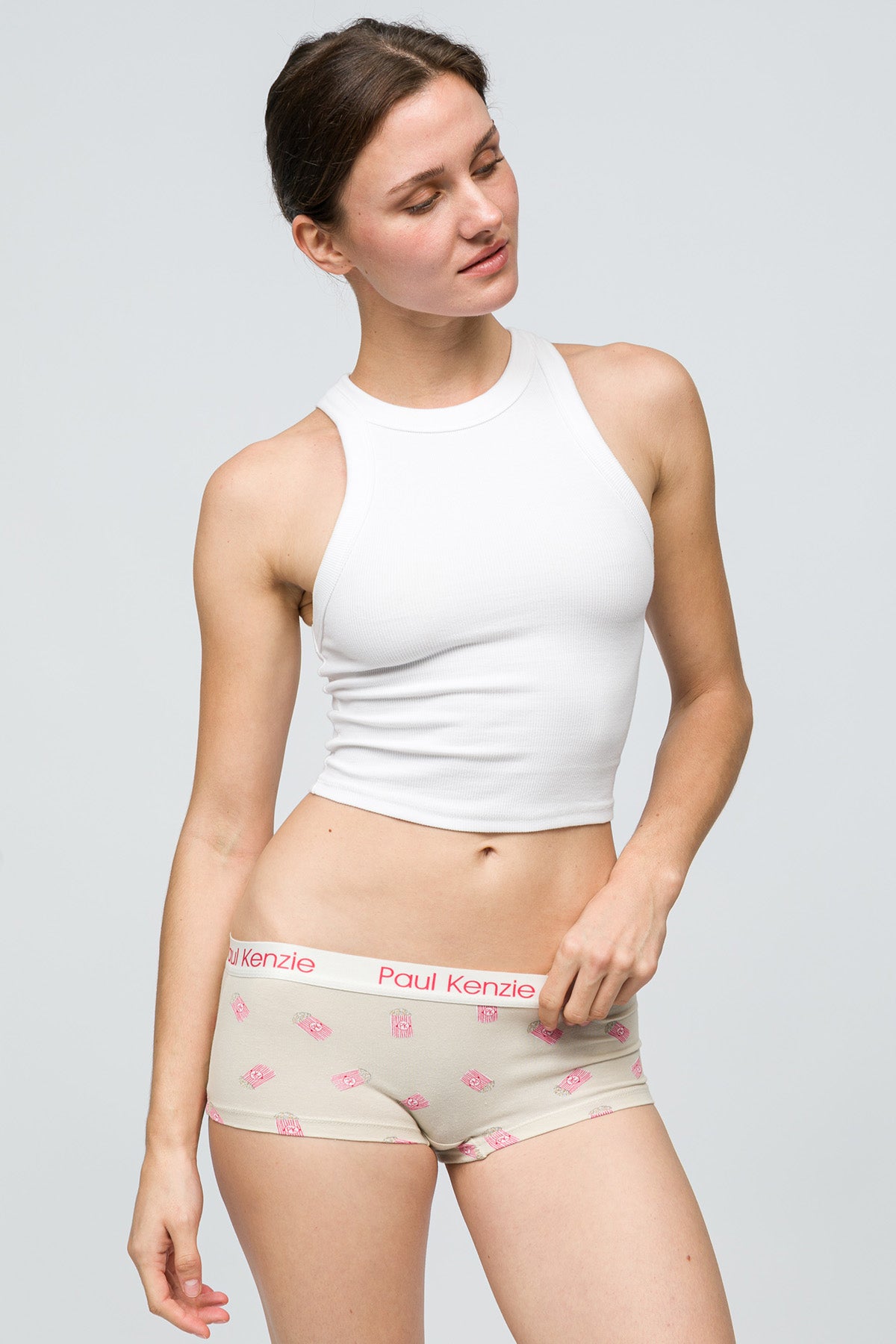 Desenli Kadın Boyshort Külot - Popcorn