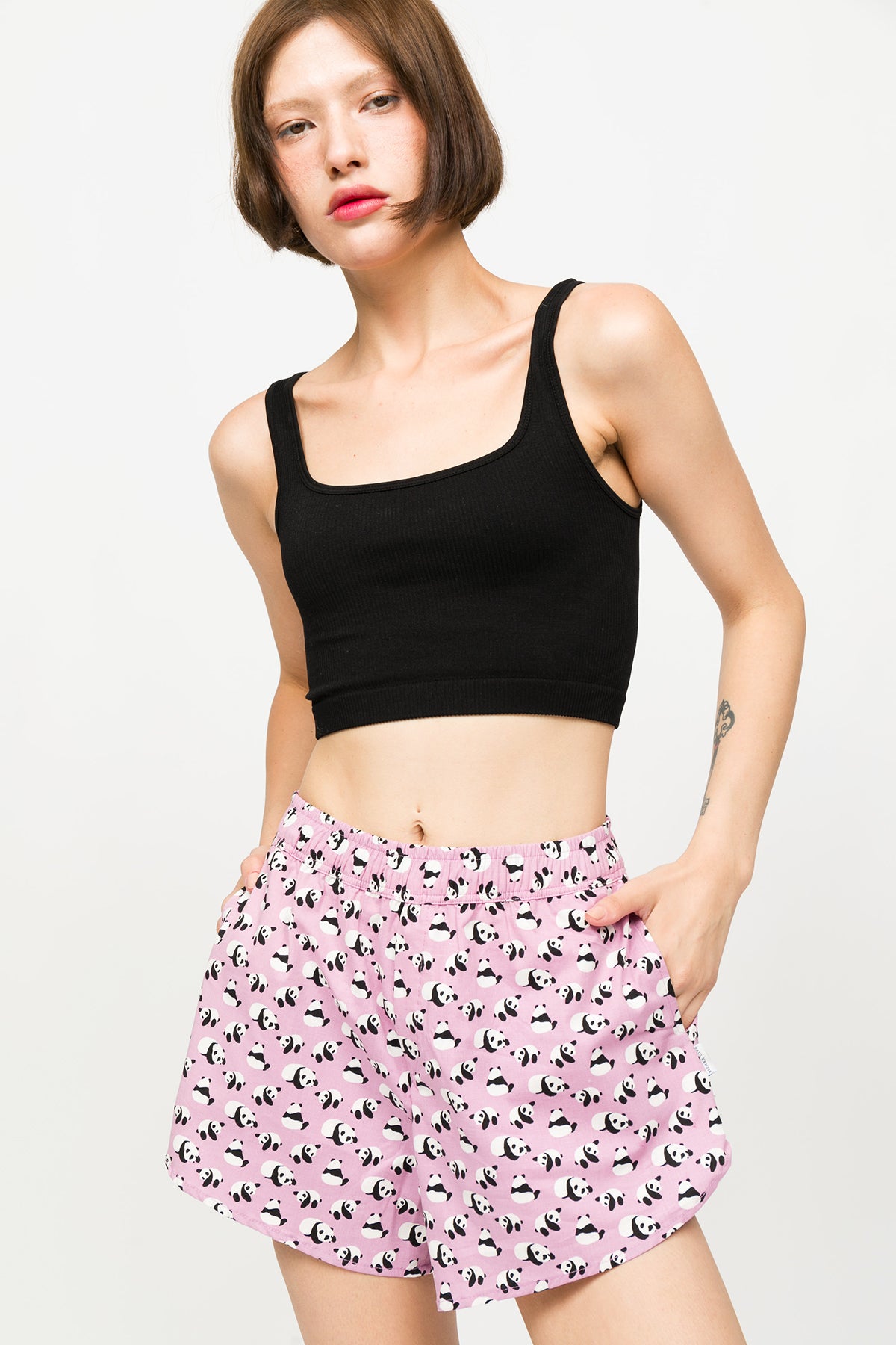 Desenli Kadın Ev Şort – Chill Space Collection – Chilly Panda