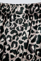 Kadın Saten Şort - Silky Leopard