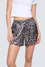Kadın Saten Şort - Silky Leopard