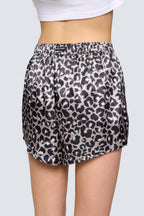 Kadın Saten Şort - Silky Leopard