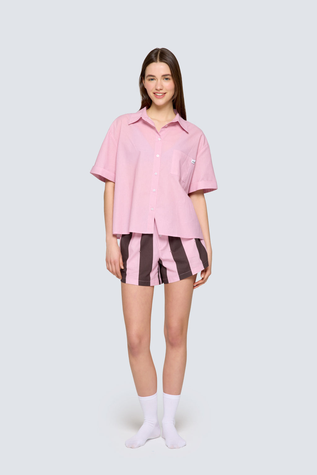 Kadın Pamuklu Kısa Pijama Altı - Pink & Ganache