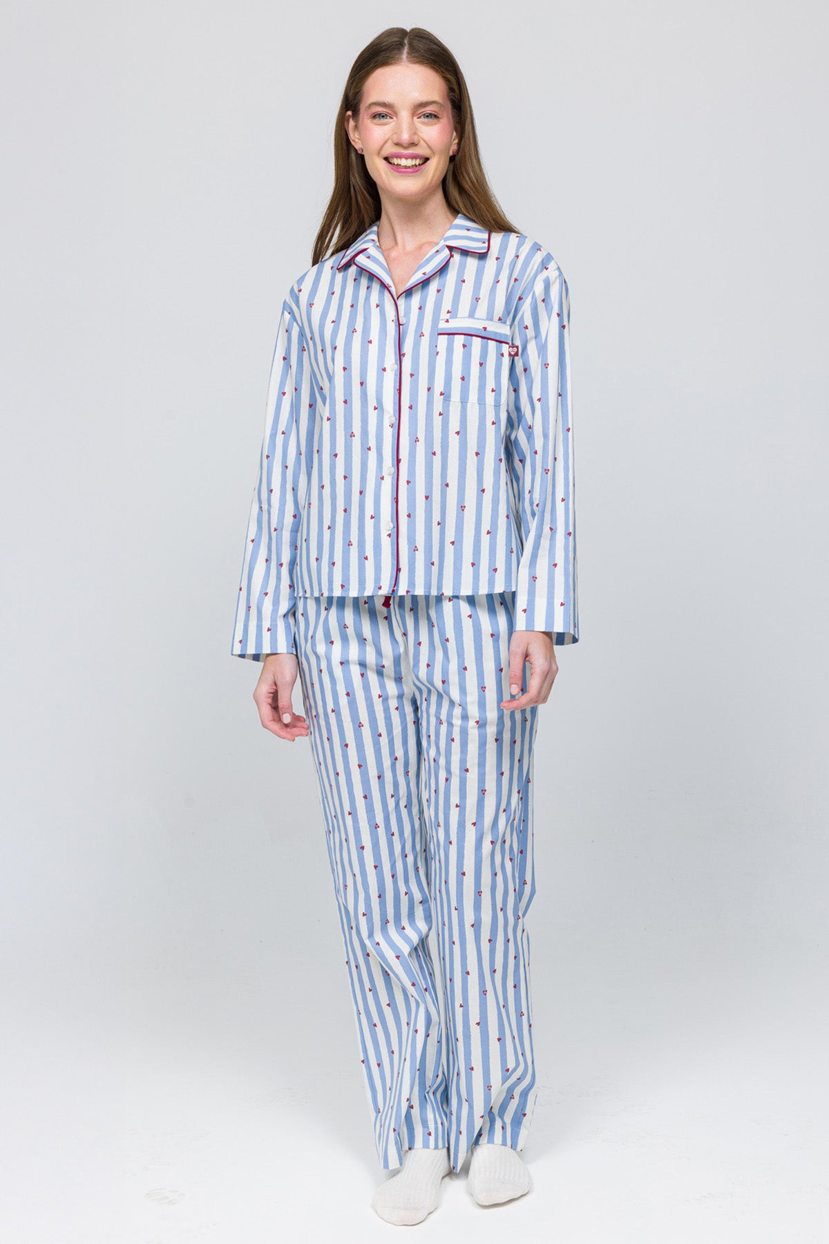 Kadın Pamuklu Pijama Üstü - Love on Line