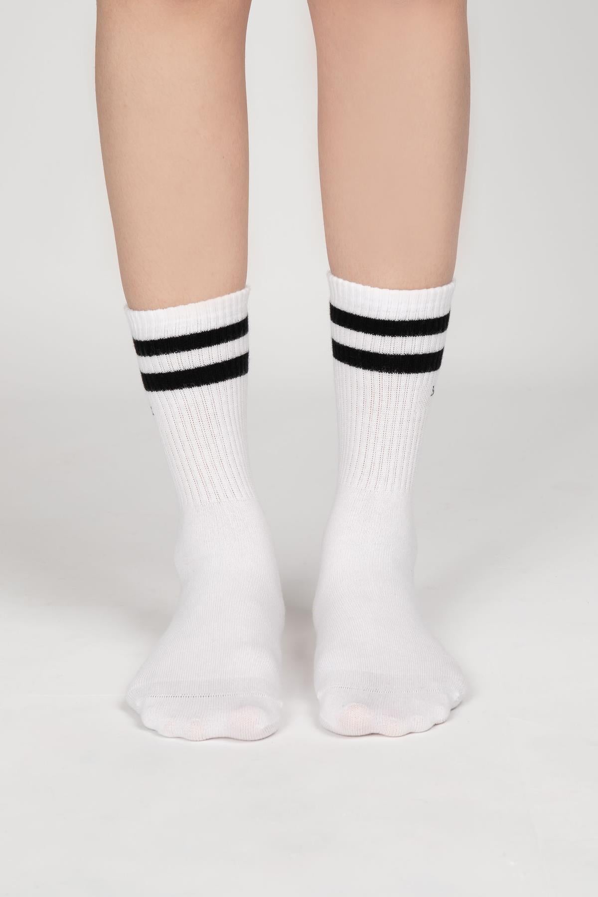Unisex Nakışlı Uzun Çorap - Zebra