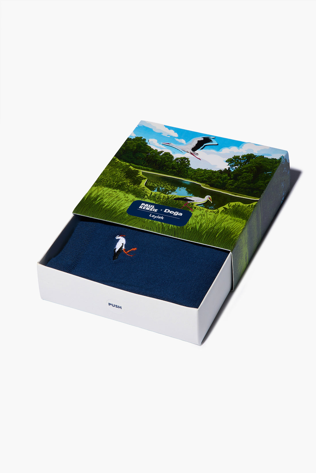 Paul Kenzie x Doğa Derneği - Nakışlı Soket Çorap - Leylek