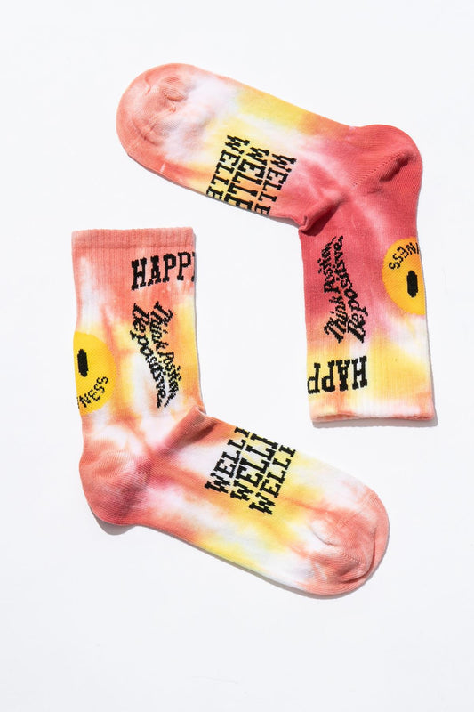 Smile-Dye Unisex Batik Desenli Dikişsiz Tenis Çorap - Be Positive
