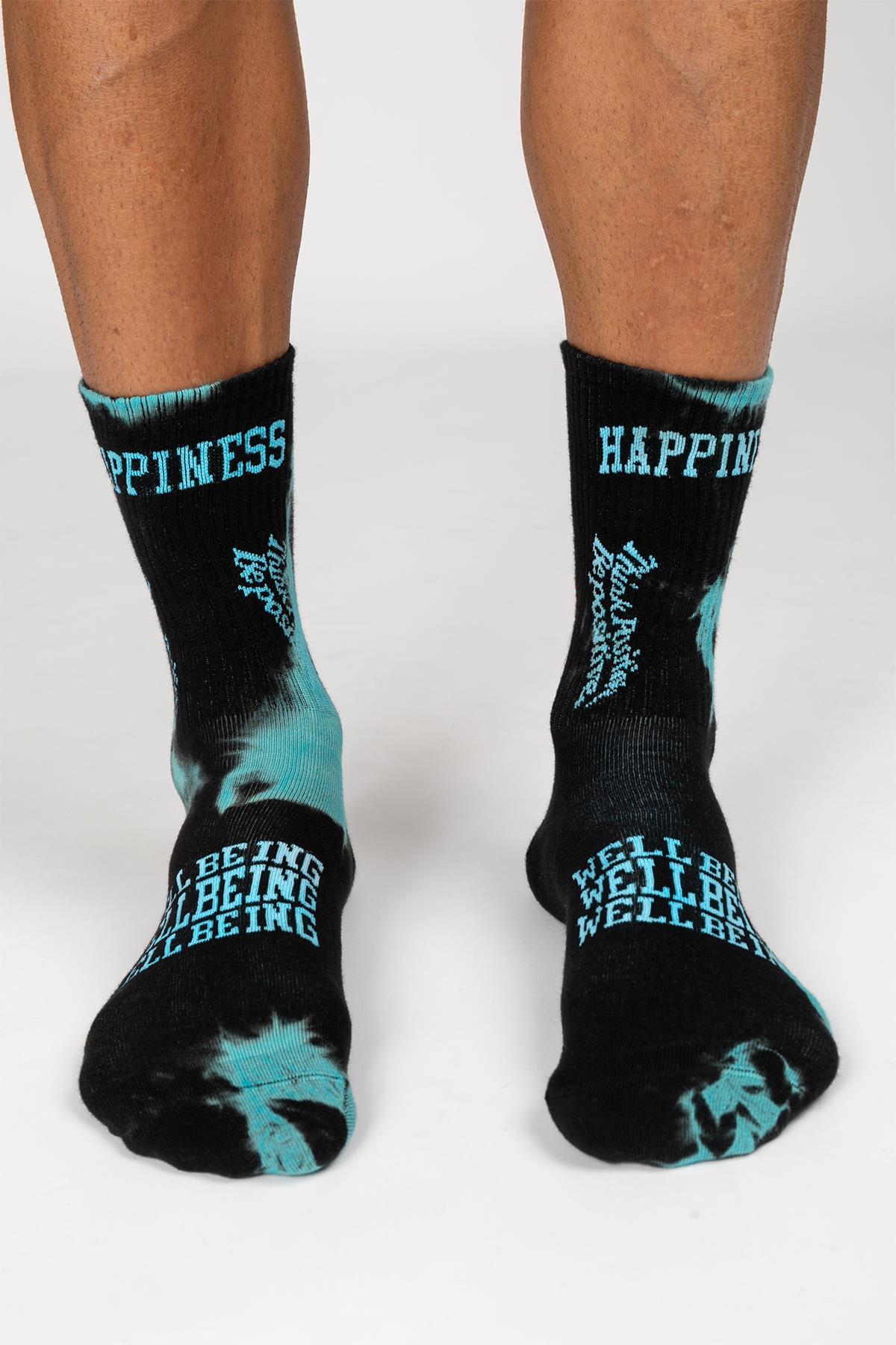 Smile-Dye Unisex Batik Desenli Dikişsiz Tenis Çorap - Mist