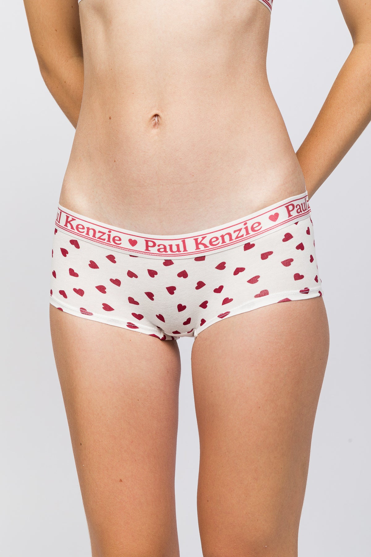Valentine Collection - Kadın Boyshort Külot - Burgundy Hearts