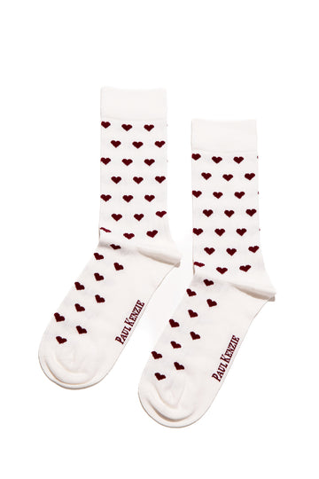 Valentine Collection - Soket Çorap - Burgundy Hearts